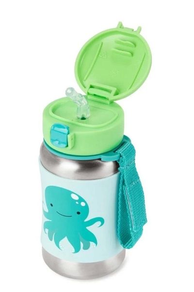 Skip Hop Zoo Stainless Steel Water Bottle with Straw 350 ml Octopus