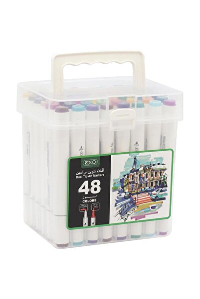 Roco Sketch Marker (48 Colors) Graphic Art Marker, Assorted Color, Twin Tip