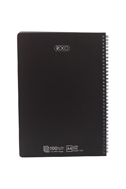 Roco دفتر ملاحظات، A4، 100 ورقة، مسطر مربع، أسود