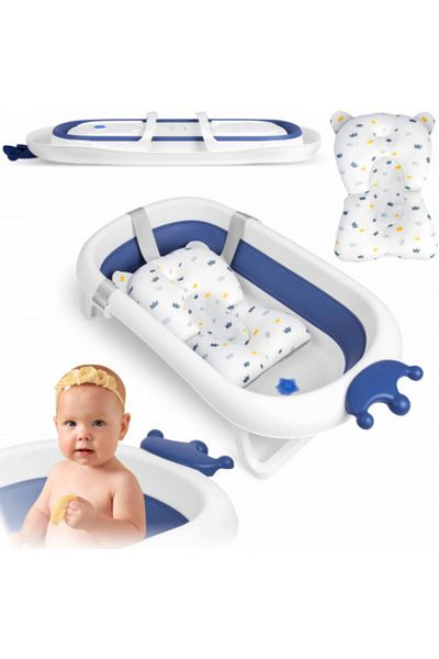 Ricokids Cadita pliabila pentru bebelusi, cu Dop Senzor de temperatura, suport antiderapant, Perna Reductoare