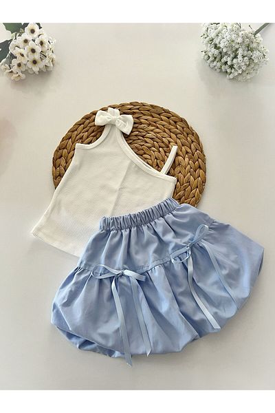 TREND NATURAL Girl's Bow Badi Balloon Skirt Set Pink Blue Yellow