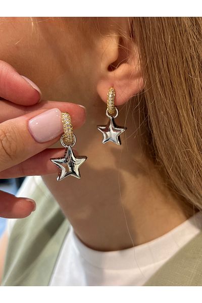 Accessories Hei Silver Gold Yellow Shiny Sparkling Star Detailed Stylish Daily Use Women's Earrings