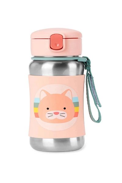Skip Hop Zoo Stainless Steel Water Bottle with Straw 350 ml Cat