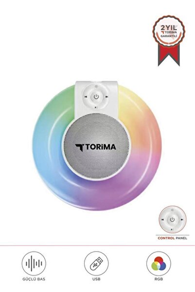 Torima Bluetooth Hoparlör Rgb Işıklı Kablosuz Speaker D65 Beyaz