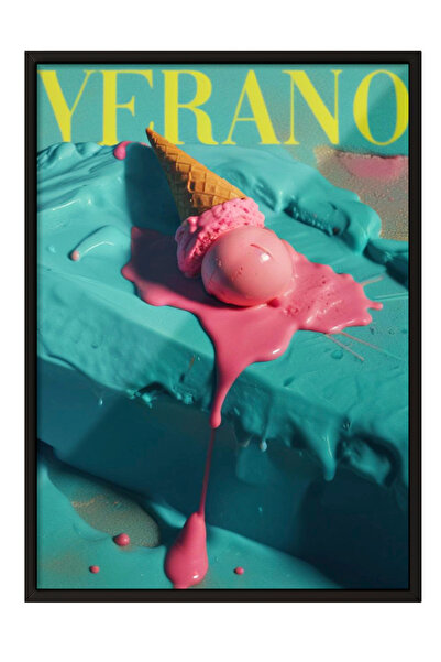 Zestia Tablou cu ramă neagră, reclamă de vară Verano Retro, poster decorativ ...