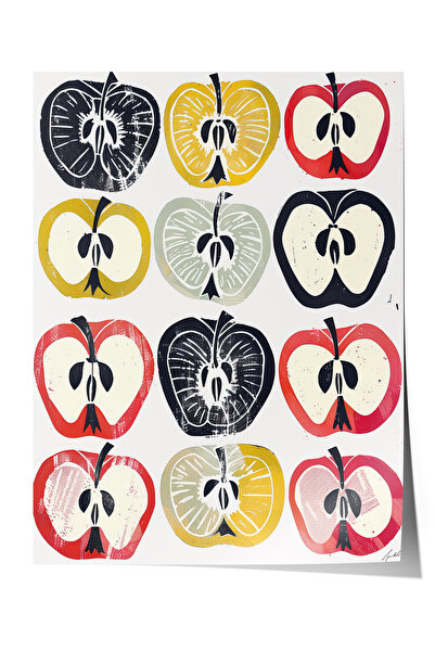 Zestia Αφίσα χωρίς πλαίσιο, Μοτίβο μήλου με μερικό κόψιμο – Στυλ Ποπ Αρτ, Αφί...