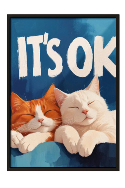 Zestia Tablou cu ramă neagră, design tipografic umoristic, poster decorativ p...