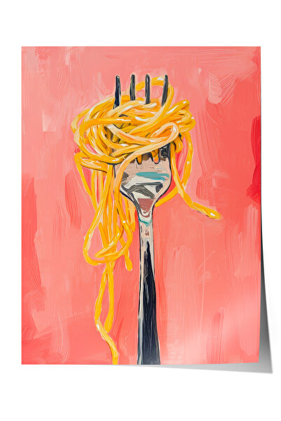 Zestia Poster fără ramă, Ilustrație umoristică cu spaghete și furculiță, Post...