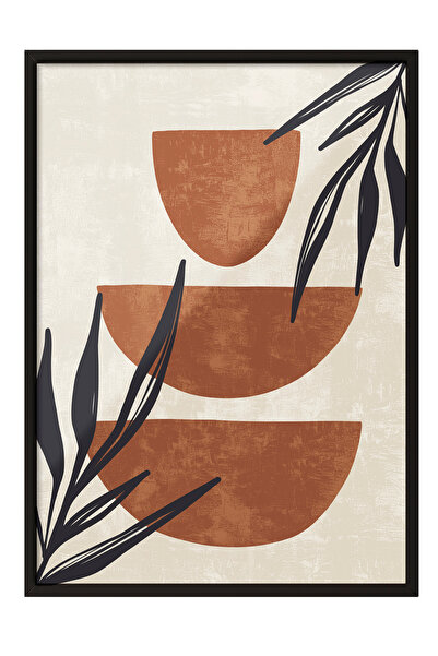 Zestia Tablou cu ramă neagră, design modern geometric în tonuri pământii, pos...