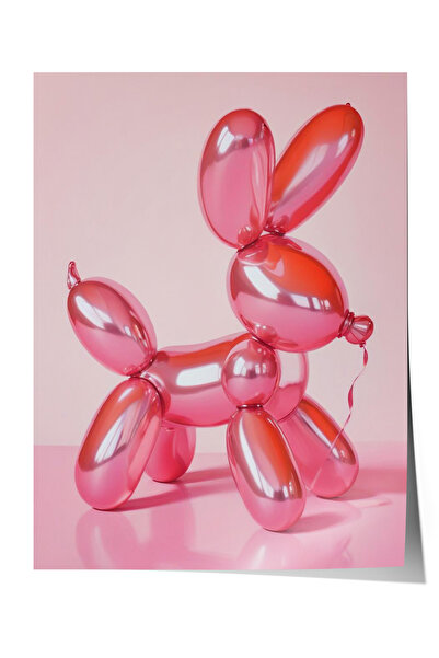 Zestia Çerçevesiz Poster, Balon Köpek Heykel Çizimi, Genç Odası Dekoru Poster...