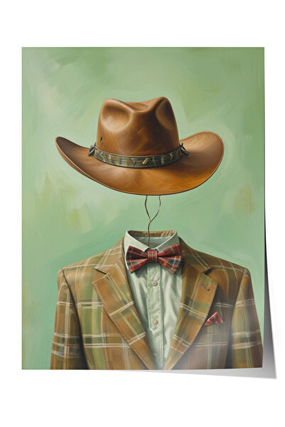 Zestia Αφίσα χωρίς πλαίσιο, Πορτρέτο καουμπόη με καπέλο, Αφίσα διακόσμησης γρ...