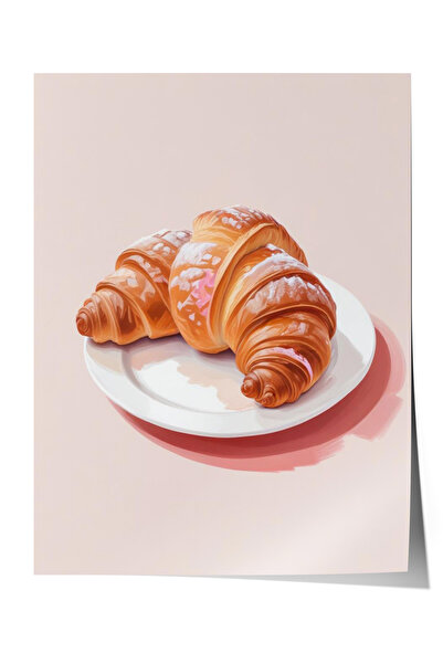 Zestia Безрамков плакат, минималистичен дизайн на кроасан за десерт, плакат з...