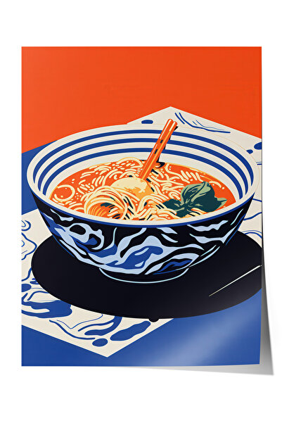 Zestia Çerçevesiz Poster, Ramen Kasesi Japon Tarzı İllüstrasyon, Mutfak Dekor...