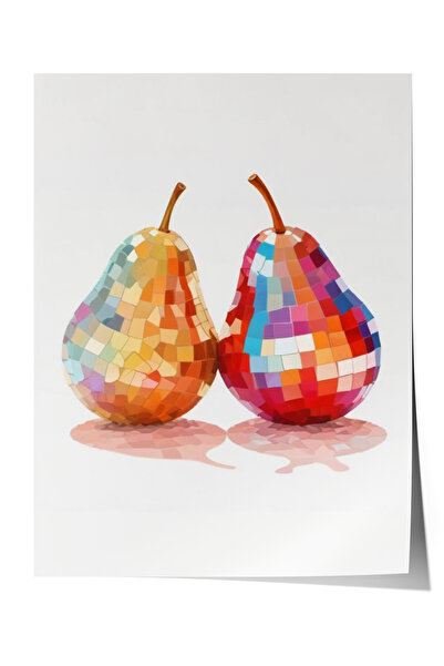 Zestia Αφίσα χωρίς πλαίσιο, Μίνιμαλ Σχέδιο με Λαμπερά Αχλάδια, Αφίσα Διακόσμη...