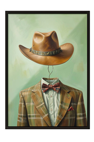 Zestia Εικόνα με μαύρο πλαίσιο, Πορτρέτο καουμπόη με καπέλο, Διακόσμηση γραφε...