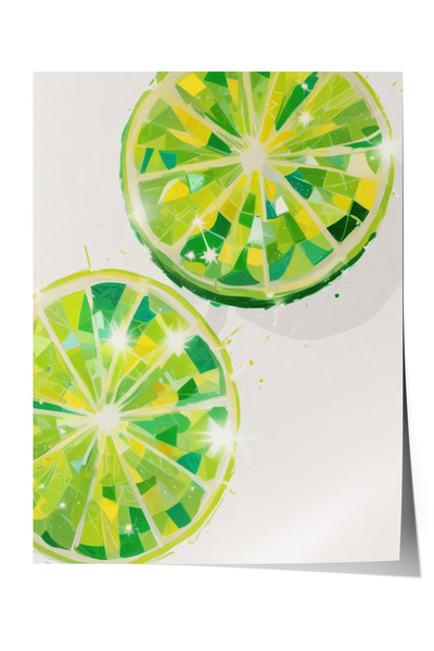 Zestia Poster fără ramă, grafică detaliată cu lime feliate, poster decorativ ...