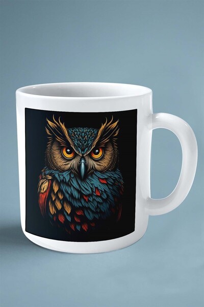 ART HEDİYE baykuş baskılı kupa bardak çift taraflı kişiye özel çerçeveli renk...