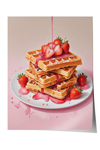 Zestia Poster fără ramă, Ilustrație cu desert cremos, Poster decorativ pentru...