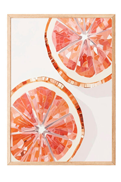 Zestia Πίνακας με ξύλινο πλαίσιο, Ακουαρέλα με λεπτομέρεια γκρέιπφρουτ, Διακο...