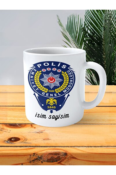 ART HEDİYE polis emniyet baskılı kupa bardak isimli kişiye özel