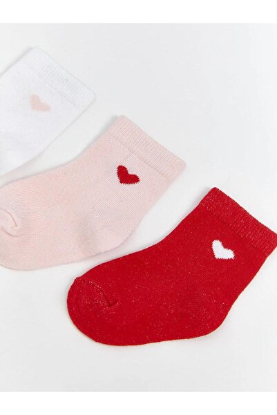 LC Waikiki Lcw Kids Heart Printed Girl's Socks 3-Piece (W5)