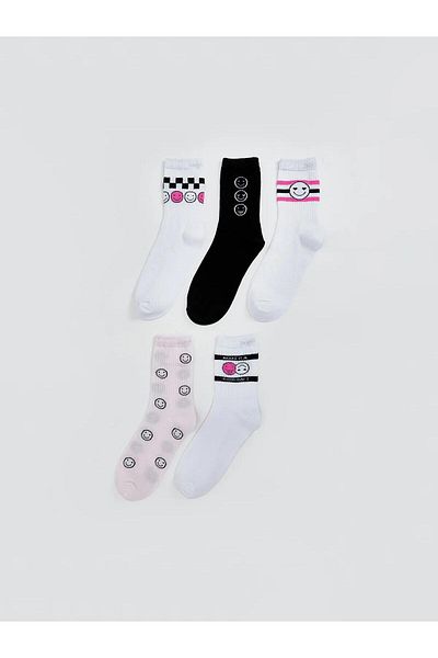 LC Waikiki Șosete pentru fete cu model LCW Kids, pachet de 5 (W5)