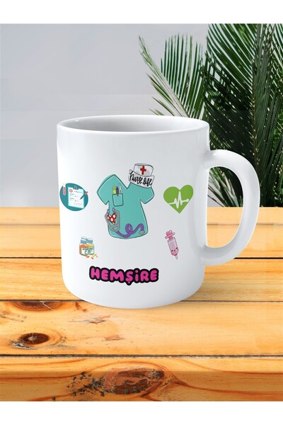 ART HEDİYE قميص ممرضة مطبوع عليه كوب ممرضة