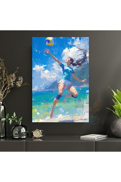 Artarilion Girl Playing Volleyball Canvas Painting Wall Painting Modern Home Decor Canvas Living Room Painting