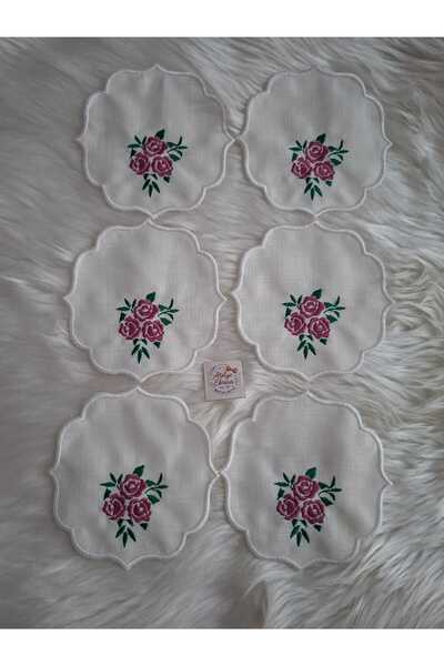 ebrinaatölye Coffee Presentation Napkin 6 Pieces Rose Pattern