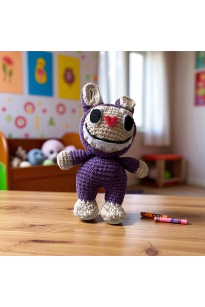 Talinhandmade سلسلة مفاتيح Amigurumi منسوجة يدويًا باللون الأرجواني - تصميم م...