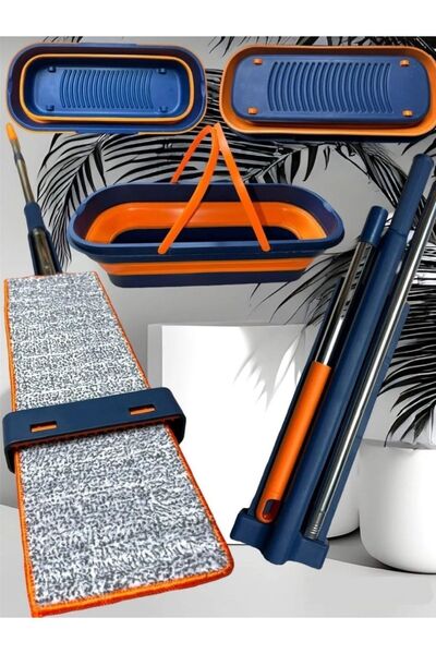 çt çeçem ticaret Self-Squeezing Mop Foldable Wheeled Bucket