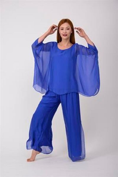 EREN STYLE Italian Bat Sleeve Silk Blouse