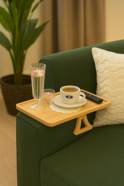 SYN AKSESUAR Katlanabilir Kol Dayama Sehpası-Bambu Koltuk Kolu Ayaklı Tepsi, ...