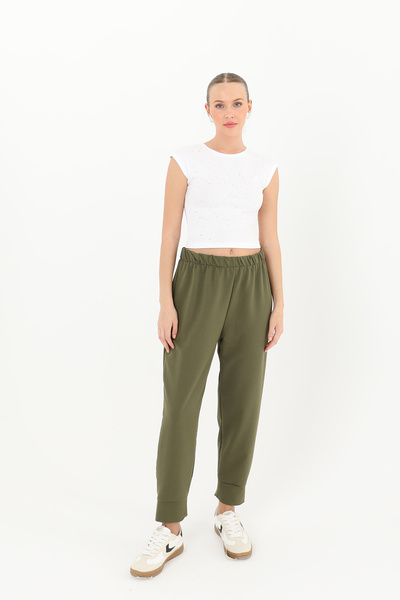 Modamorfo Women's Rib Detailed Sweatpants - 30189Pnt