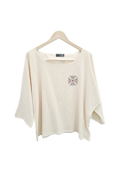 Tela Blouse with cotton fabric and embroidery – Adiere de foc