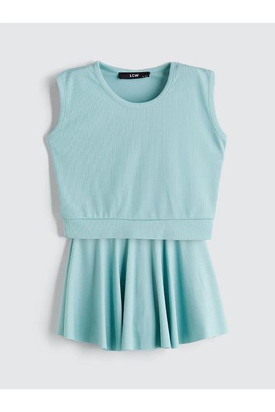 LC Waikiki Lcw kids green bicycle collar girl's tank top and skirt