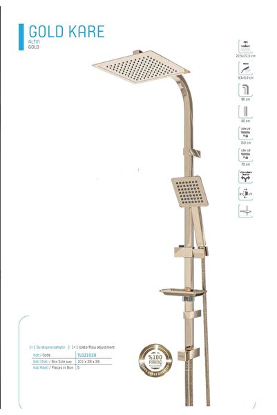 DIAMOND ROBOT KARE DUŞ SETİ GOLD