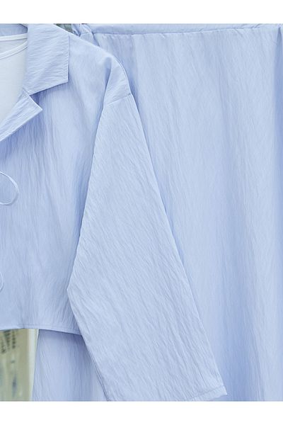 Modamorfo Double Breasted Collar Double Lace Skirt Suit - Baby Blue