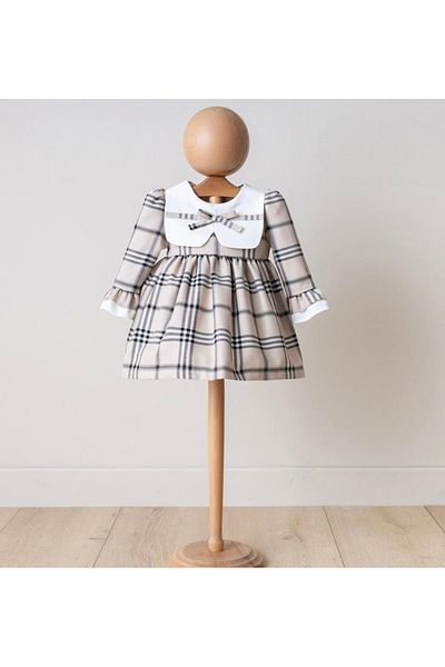 morwind Baby Girl Children's Dress Plaid Collar Detailed Special Occasion Birthday Dress