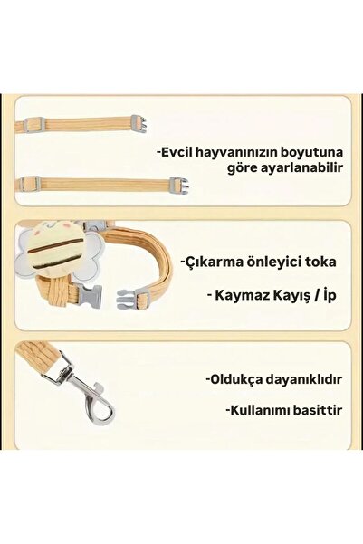 Genel Markalar AYARLANABİLİR KEDİ/KÖPEK TASMASI SET KELEBEKLİ MODEL (2 PARÇA) Basit ve Konforlu Kullanım