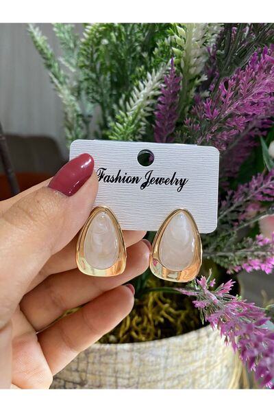 ŞİMŞEK KIRTASİYE BİJUTERİ أقراط نسائية ملونة على شكل قطرة بحافة ذهبية، تصميم ...