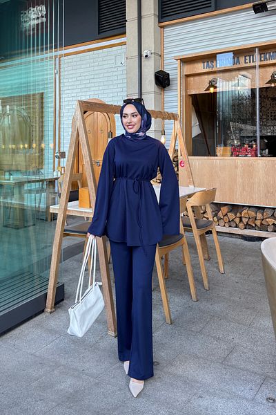 Tarzım Tuba Hijab Suit with Flared Sleeves and Drawstring Waist