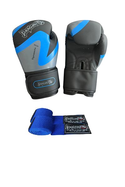 Dragondo Dynamite Kick Boxing Gloves and Blue Bandage Set of 2 – Professional Protection for Training and Sparring