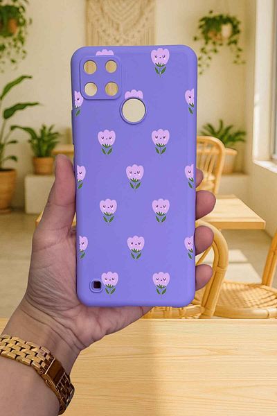 Vip Case Realme C21Y - Mini Tulip Patterned Silicone Shock Absorbing Classic Protected Rubber Case277