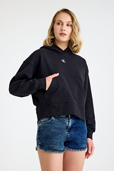 Calvin Klein Jeans 100% Cotton Women's Brand Logo Comfortable Black Sweatshirt Zw0Zw02604 Beh