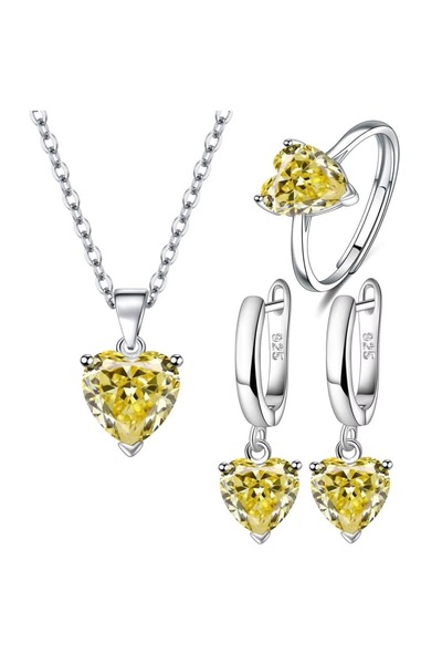 Belora Jewelry set, necklace, earrings and ring, Diora brand, silver, 3 pcs, Multicolor color