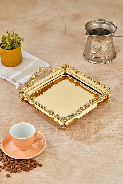 Milenay Vinifera Series Metal Presentation Promise Engagement Tray, Gold Tray Gold Accessory