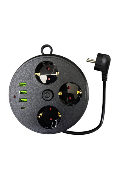 Skygo 3 Lü Akım Korumalı Priz Makaralı Anahtarlı 16A 4000 Watt 3 x Usb - 1 Ty...