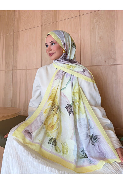 Mira İpek Desenli Bambu Kraş Şal Tok Duran Kadın Şal