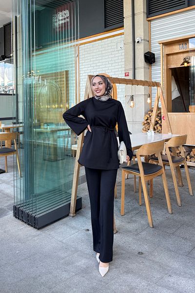 Tarzım Tuba Hijab Suit with Flared Sleeves and Drawstring Waist